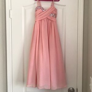 Girls flower girl dress peachy pink size 8